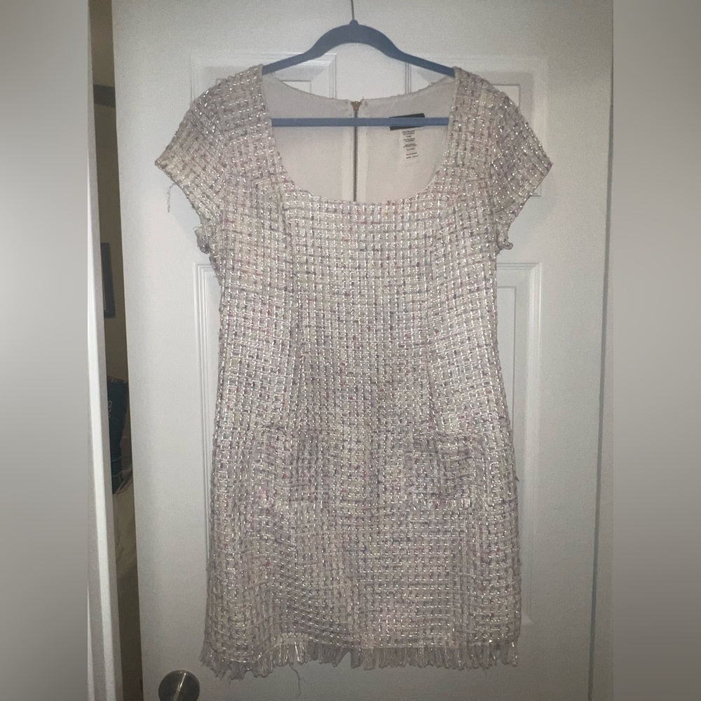 Elegant Cream Tweed Dress